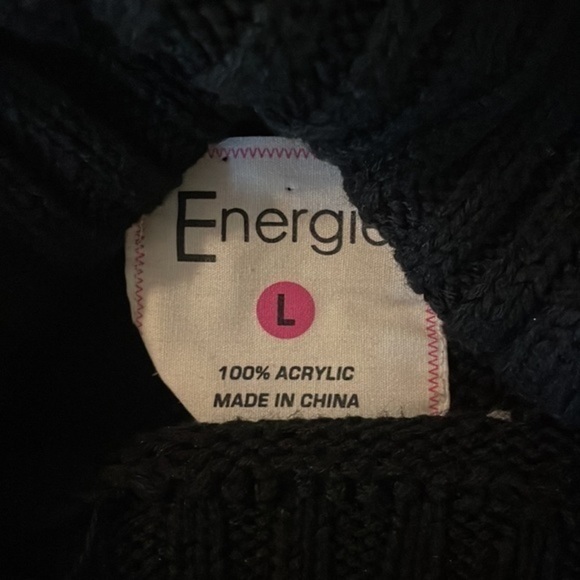 Energie Black Cowl Neck Knit Sweater Dress With Tie - Picture 4 of 6